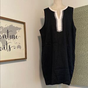 Tommy Bahama Black & White Silver Sleeveless 100% Linen Chic Dress Size XL